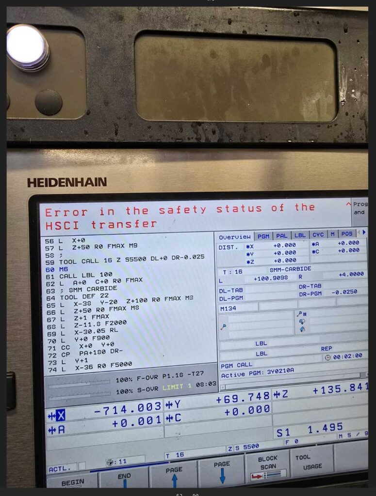 Error in the safety status of the HSCI transfer