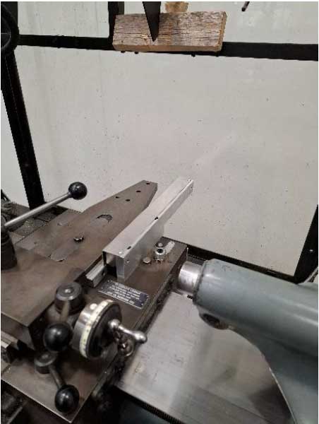X axis fitted and guarded to Hardinge Lathe avoiding the oil pump pot.